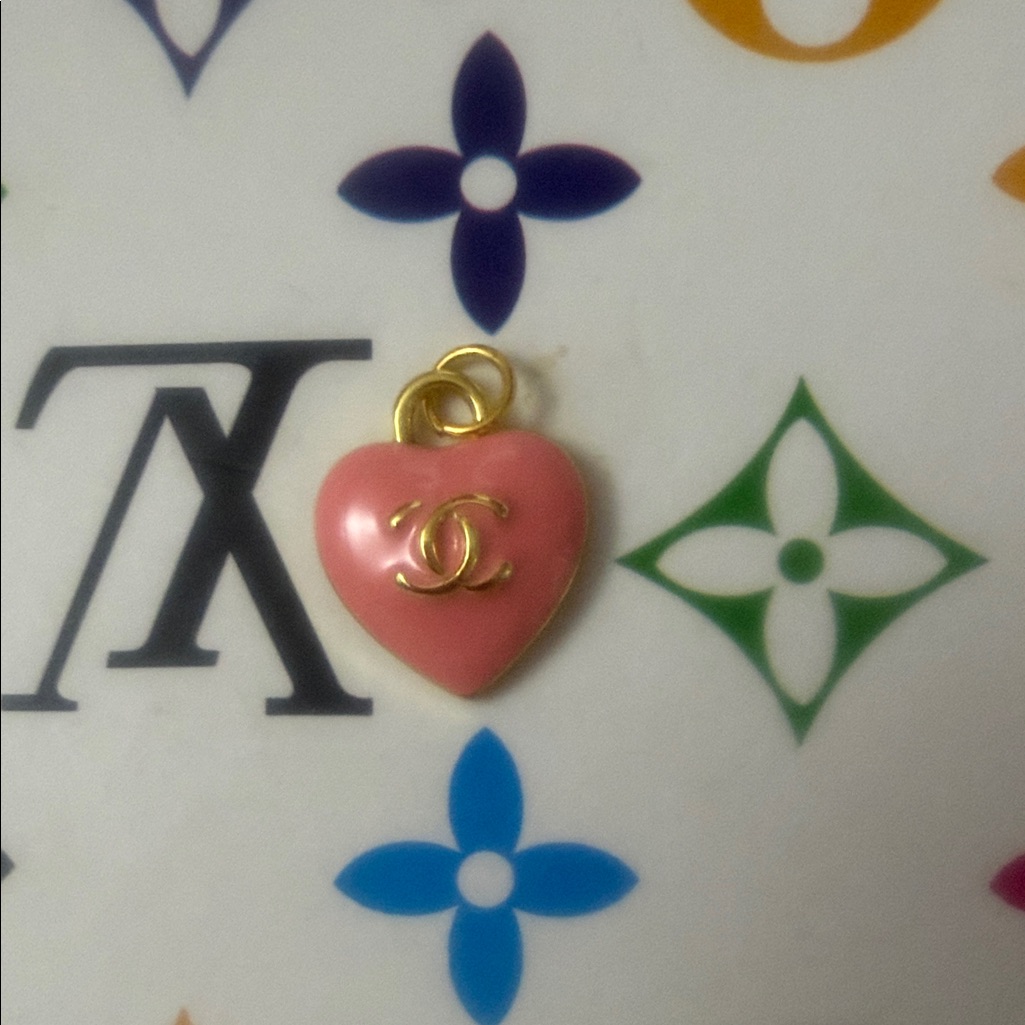 Pink Heart Necklace With Gold Logo 50$